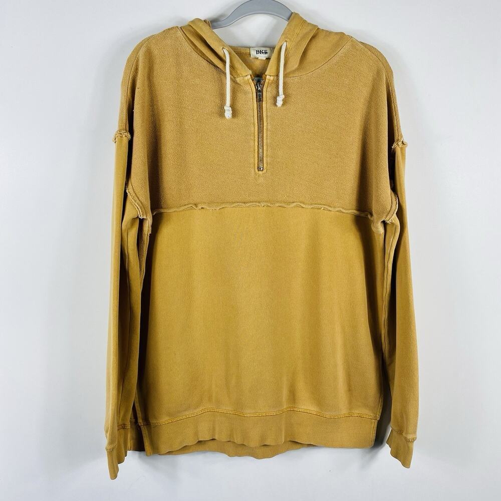 BKE Buckle Sz Small French Terry Quarter Zip Tunic Hooded Pullover Hoodie Orange
